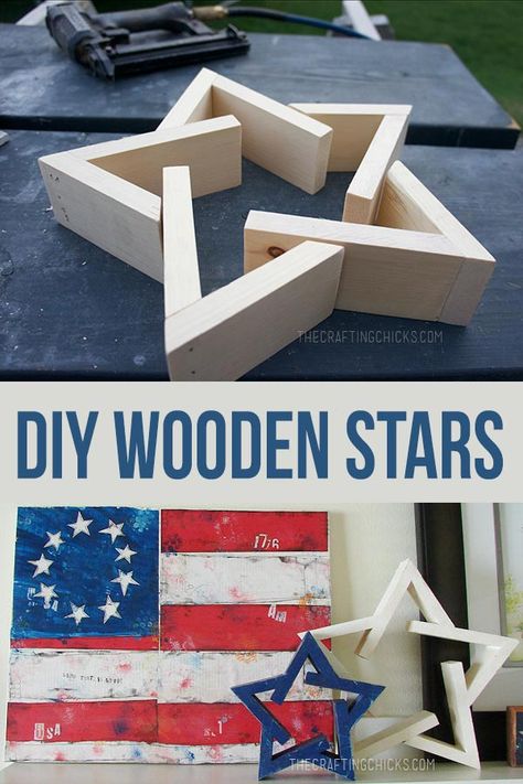 Diy Wooden Star, Year Round Decor, 4th July Crafts, Cool Wood Projects, Small Woodworking Projects, Wood Shop Projects, Scrap Wood Projects, Patriotic Crafts, Work Diy