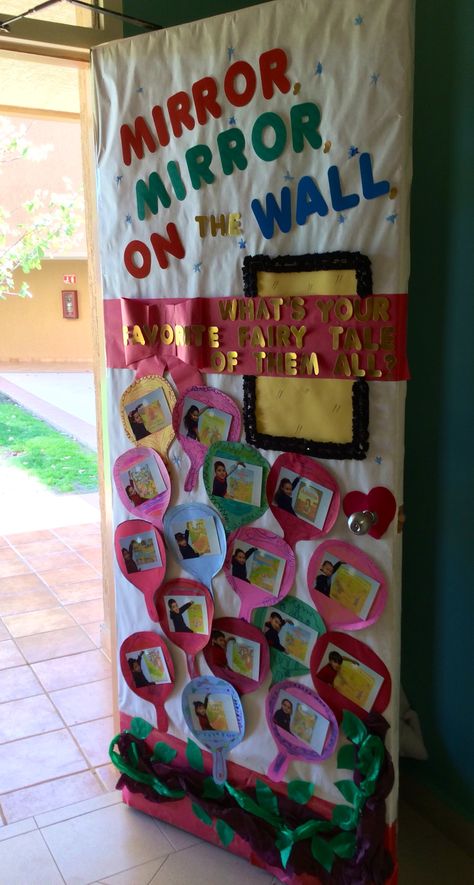 Fairy Tale theme on our door Once Upon A Time Classroom Door, Fairy Tale Diy Decor, Classroom Fairytale Theme, Fairytale Door Decoration, Fairy Tale School Theme, Fairy Tale Classroom Door, Fairytale Door Decorations Classroom, Fairytale Day At School, Fairytale Classroom Door