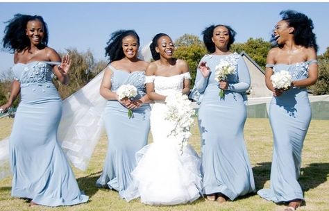 Blue Bridesmaid Dresses Black Women, Pale Blue Wedding, Sky Blue Bridesmaid Dresses, Dusty Blue Dress, Blue Wedding Decorations, Wedding Boards, Sky Blue Dress, Tan Wedding, Bridesmaid Attire