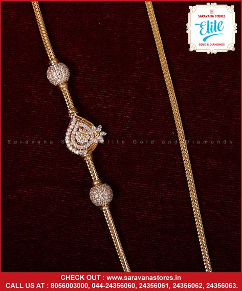 Simple yet gorgeous traditional gold chain. It's an enriching elegance with an eccentric enfold that carries pride to the womanhood. #goldchain Check out : www.saravanastores.in Call us at : 8056003000, 044-24356060, 044-24356061, 044-24356062, 044-24356063 #goldchaindesigns #goldchainmodels #goldchaincollection #goldchainset #Saravanaelite #goldpnecklace #evergreen #evergreennecklace #goldjewelry #gold #jewelry #indianjewelry #fashion #bridaljewelry #weddingjewelry #SaravanaStoresEliteGold Pusthal Thadu Designs, Thalli Chain Designs Gold Latest, Mangalasutram Chain Designs, Diamond Mugappu, Mugappu Design, Mugappu Designs, Chain Designs Gold, Pendent Designs, Thali Chain