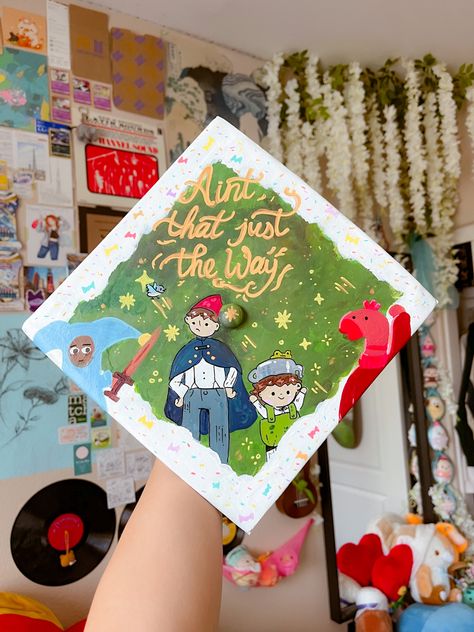 Garden Graduation Cap, Over The Garden Wall Graduation Cap, Perks Of Being A Wallflower Grad Cap, Senior Wall Ideas High Schools, Snoopy Graduation Cap Designs, Snoopy Grad Cap, Cottagecore Graduation Cap, Gravity Falls Graduation Cap, Video Game Graduation Cap