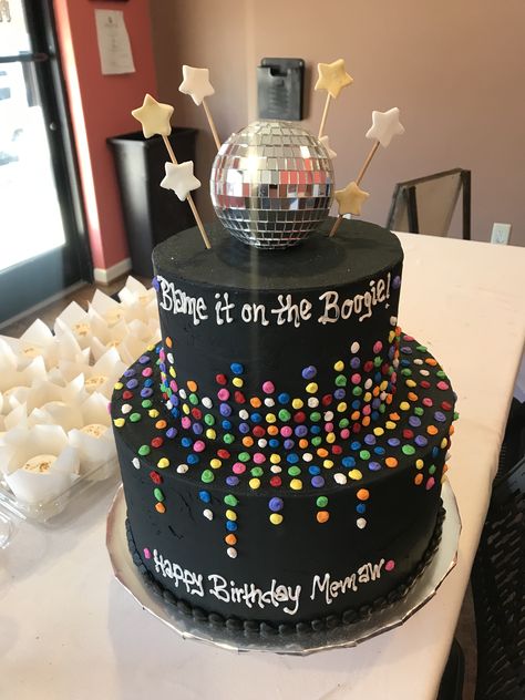 80s Bday Cake, 70s Bday Cake, 60s Theme Birthday Cake, 70s Cake Ideas Disco Party, Disco Birthday Party Cake, 70s Themed Birthday Cake, Disco Food Ideas 70s Party, 70s Theme Birthday Cake, 70s Themed Cake