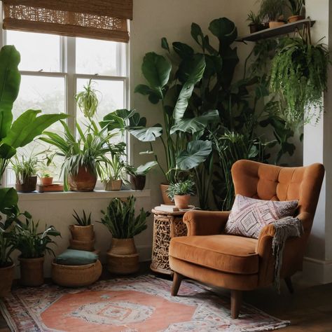 ⚠️LINK IN BIO⚠️ A serene bohemian reading nook with a cozy armchair, lush greenery, and a delightful mix of textures and patterns for a relaxing atmosphere. #ReadingNook #Bohemian #Cozy #Plants #Textures Cozy Armchair, Urban Gardens, Boho Chair, Textures And Patterns, Houses Plans, Reading At Home, Cozy Chair, Relaxing Atmosphere, Luxury House Plans