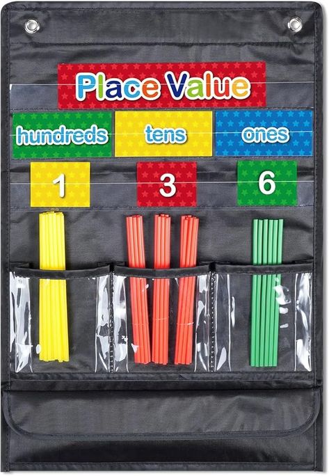 Amazon.com: Place Value Pocket Charts & Counting Caddie Magnetic Pocket Chart for Kindergarten Classroom and Home School Math Lessons Teacher Supplies,Hundreds, Tens, Ones : Office Products Ones Tens Hundreds Chart, Pocket Charts, Hundreds Chart, Tens And Ones, 3rd Grade Classroom, Pocket Chart, Teacher Supplies, Place Value, School Math