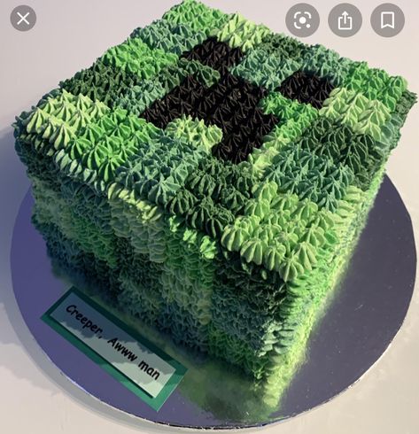 Creeper Head Cake, Pastel Minecraft, Creeper Cake, Minecraft Bday, Minecraft Birthday Cake, Desserts Pictures, Vegan Wedding, Rolling Fondant, Minecraft Birthday Party