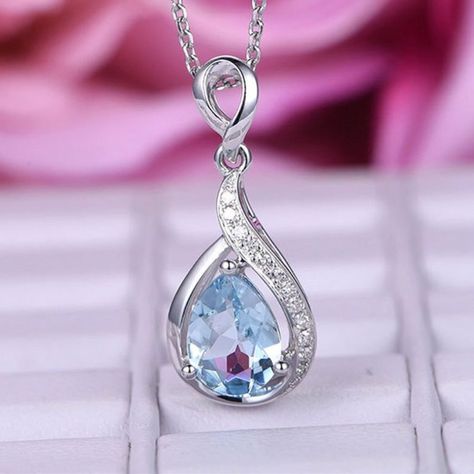 "Elegant Water Drop Zircon Light Blue Hollow Pear Silver Plated Necklace, Evgg1011 Necklace Length: 18 Inch Metal: 925 Sterling Silver Plated Over High Quality Brass Stone: Cubic Zirconia High Quality Material Hand Crafted With Love And Care Perfect For Gift, Holiday, Christmas, Birthday, Vacation, Mother's Day, Valentine's Day, Wedding, Engagement , Bridal, Promise, Anniversary, Party Please Feel Free To Message Me If You Have Any Questions. Thank You For Shopping With Us! Birthday Vacation, Beaded Statement Necklace, Faux Pearl Necklace, Silver Plated Necklace, Day Wedding, Anniversary Party, Gold Tone Necklace, Glass Bead Necklace, Water Drop