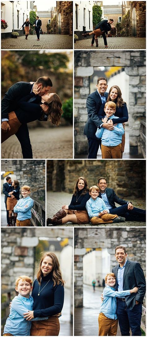 Maastricht is such a gorgeous city, so when this cute family asked if we could do their family photos here, I was thrilled! They showed up looking so nice…perfect outfit choices! We made our way around some of the quieter streets to get some nice shots for them, and of course more leaf tossing because ummm…why not?! Family Pics In The City, Downtown Family Of 3 Photoshoot, Downtown Family Session, Family Of 3 Photoshoot Older Child, Downtown Family Photoshoot, Urban Family Photoshoot, City Family Photoshoot, Urban Family Pictures, Urban Family Photos