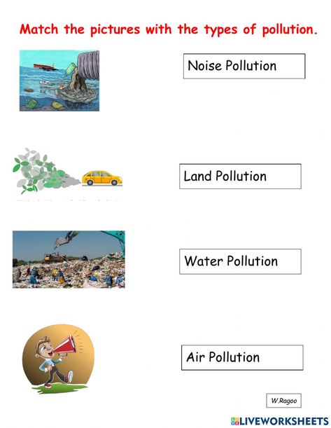 Pollution Activities Worksheets, Types Of Pollution, Causes Of Air Pollution, Pollution Activities, Grade 3 Science, Reading Comprehension For Kids, Worksheets For Grade 3, Environmental Print, Matching Worksheets