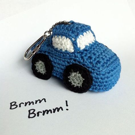 Key Chain Car, Crochet Car, Car Key Chain, Crochet Keychain Pattern, Pola Amigurumi, Car Key Fob, Car Bag, 자수 디자인, Crochet Keychain