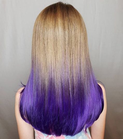 Light Brown to Purple Ombre Pastel Purple Hair Color, Brown To Purple Ombre, Purple Hair Tips, Brown Hair Cuts, Purple Hair Color Ideas, Kids Hair Color, Pastel Purple Hair, Dipped Hair, Dyeing Hair