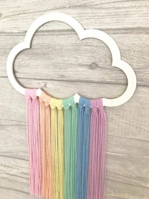 Girls Unicorn Room, Pompon Tulle, Dreamcatcher Mobile, Wall Mobile, Unicorn Rooms, Cloud Decor, Cloud Nursery Decor, Deco Pastel, Unicorn Room Decor