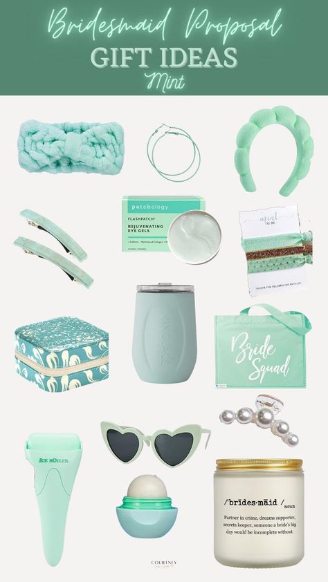 Surprise your bridesmaids with the perfect mint green proposal gift! From cute, personalized tote bags to elegant jewelry cases, I've rounded up the best, budget-friendly green bridesmaid gift ideas available on Amazon. Show your bridesmaids how much you appreciate their friendship and support with a unique and thoughtful gift. Browse through this collection and find the perfect proposal present for your bridal party today! Follow @courtneylovesasoiree on Amazon for all your bridal needs! Green Bridesmaid Proposal, Bridesmaid Proposal Gift Ideas, Gift Ideas On Amazon, Proposal Gift Ideas, Green Bridal Party, Mint Green Bridesmaids, Bachelorette Party Planner, Jewelry Cases, Bridesmaid Gift Ideas