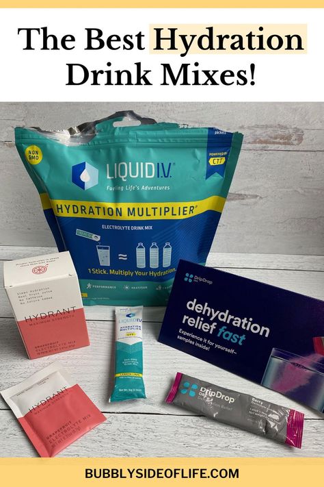 I tested the best hydration drink mixes - Hydrant in grapefruit, Drip Drop sample pack in berry and lemon, and lemon-lime Liquid IV. Liquid IV won for me. Find out why here! Liquid Iv, Hydration Drink, Drip Drop, Cocktail And Mocktail, Hydrating Drinks, Drink Mixes, Electrolyte Drink, Healthy Travel, Tasting Party