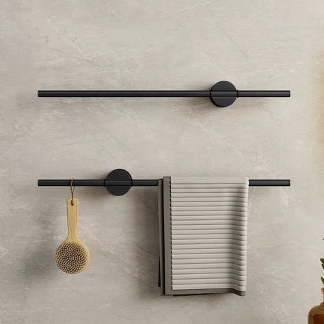 Bathroom Accessories Wall Mounted Towel Rack Space Aluminum Shower Room Holder Towel Hanger 40-50CM Towel Bar - AliExpress Modern Bathroom Towel Rack Ideas, Bathroom Towel Rack Ideas, Wall Mounted Towel Rack, Towel Organization, Bathroom Aesthetic, Minimal Wall, Bathroom Towel Bar, Towel Bars, Boys Bathroom