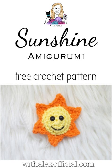 This little sunshine is so adorable and so quick and easy to make! Perfect for keychains, baby mobiles, gifts and markets. #crochetsun #freecrochetpattern Crochet Kindness, Sugar N Cream Yarn, Baby Mobiles, Knitting Videos, Modern Crochet, Crochet Applique, Crochet Kit, Amigurumi Free, Crochet Baby Patterns