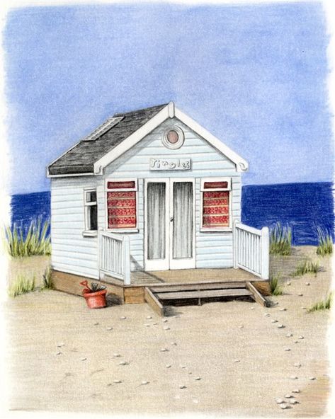 WHITE BEACH HUT Graphite Pencil Drawings, Drawing Beach, White Beach, Beach Hut, A Pencil, Pencil Drawing, Pencil Drawings, Pencil, Drawings