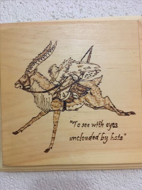 "To see with eyes unclouded by hate" Woodburning done 9/8/16 To See With Eyes Unclouded Tattoo, To See With Eyes Unclouded, Princess Mononoke Tattoo, Tattoo Board, Delicate Tattoo, Princess Mononoke, Manifestation Board, Concept Art Drawing, Get A Tattoo