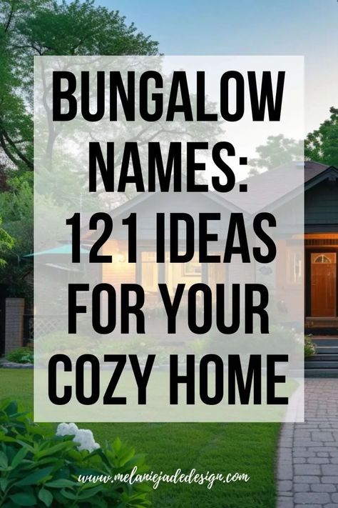 Transform your bungalow into a haven with a name that reflects its cozy charm! 🏡 Discover 121 unique ideas to personalize your home sweet home in my latest blog. From quaint classics to whimsical wonders, find the perfect name to make your bungalow truly yours. #HomeSweetHome #BungalowLiving #CozyHome Bungalow Backyard Ideas, Bungalow With Addition, Small Bungalow Front Porch Ideas, Decorating A Bungalow Style Home, 1920 Craftsman Bungalow Exterior Colors, 1930 Bungalow Renovation, Raised Bungalow Entrance, Bungalow House Design Interiors, 1920s Craftsman Bungalows Interior