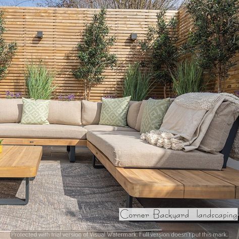 Escape the Everyday | Create Your Dream Garden Oasis at Home | Home decor | Dream backyard Small Backyard Furniture Ideas, Southwestern House, Garden Seating Area, Corner Seating, Corner Garden, Corner Sofa Set, Outdoor Sofa Sets, Garden Oasis, Outdoor Playground