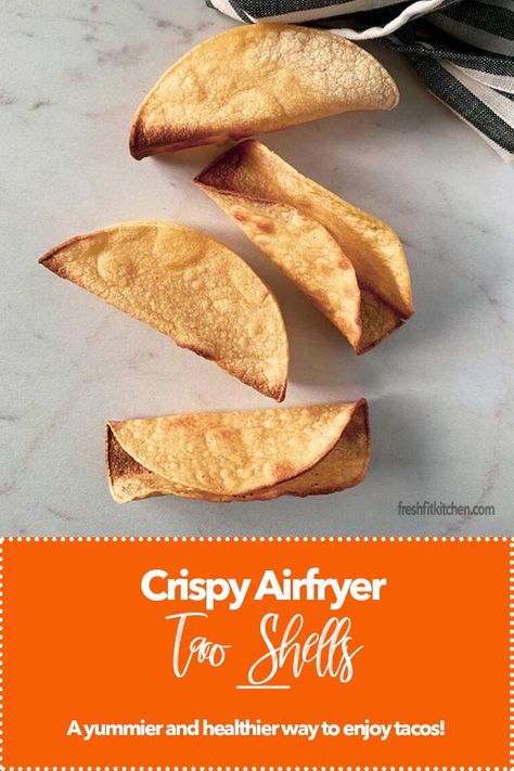 Crispy Air fryer taco shells Air Fryer Taco Shells Corn, Crispy Taco Shells In Air Fryer, Corn Taco Shells, Corn Tortillas Tacos, Taco Shell Recipe, Crispy Taco Shells, Fried Tortillas, Tortilla Shells, Crispy Tacos