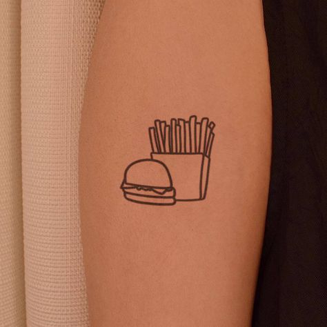 Fries Tattoo, Food Tattoo, Food Tattoos, Burger Fries, Burger And Fries, Tattoo Inspo, Sleeve Tattoos, Tattoo Ideas, Tattoos