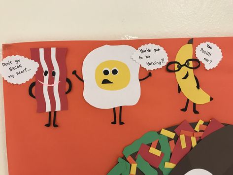 Food puns Cafeteria Bulletin Boards, Food Bulletin Boards, Food Puns, School Board, Classroom Door, Kids Nutrition, School Work, Bulletin Boards, Kids And Parenting