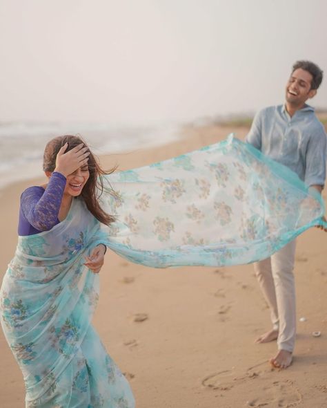 Nakshathra Nagesh, Pre Wedding Photoshoot Props, Beach Photo Inspiration, Indian Bride Photography Poses, Beautiful Engagement Photos, Pre Wedding Photoshoot Outfit, Engagement Photography Poses, Wedding Photoshoot Props, Couple Wedding Dress