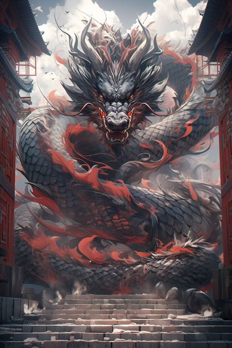 Yinglong Dragon, Dragon Japanese, Asian Dragon Art, China Dragon, Japanese Dragon Art, Dragon Chinese, Japanese Dragon Art Wallpaper, Japanese Dragon Fantasy Art, Horror Dragon Art