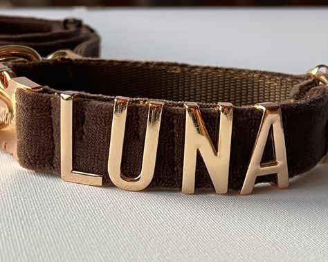 Female Dog Collars, Velvet Dog Collar, Dog Collar With Name, Metal Letter, Handmade Dog Collars, Personalized Dog Collars, Pet Style, Metal Letters, Handmade Dog