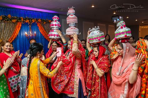 East Indian Wedding Rituals Punjabi Marriage Customs Photography Calgary Jaago Maiya Choora Chura Pictures Mehndi Portraits Ladies Sangeet Punjabi Marriage, Indian Wedding Rituals, East Indian Wedding, Ladies Sangeet, Punjabi Culture, Loud Music, South Indian Weddings, Bridal Pictures, Spicy Food