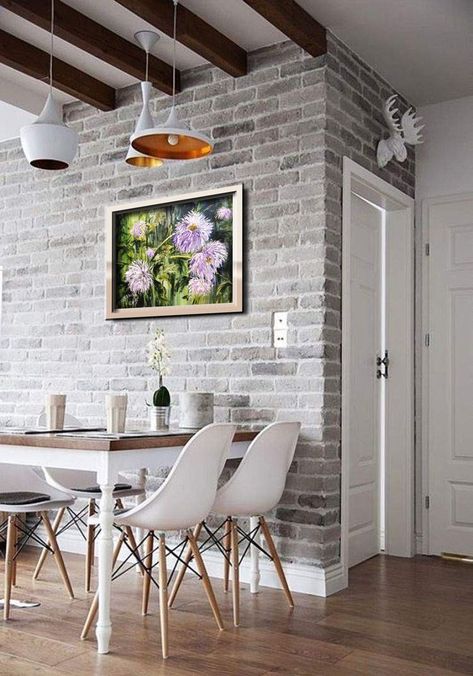 Nordic Style Interior Design, Dapur Rustic, Style Loft, White Brick, Trendy Bedroom, Cool Apartments, Trendy Home, Paint Colors For Home, Exterior Brick