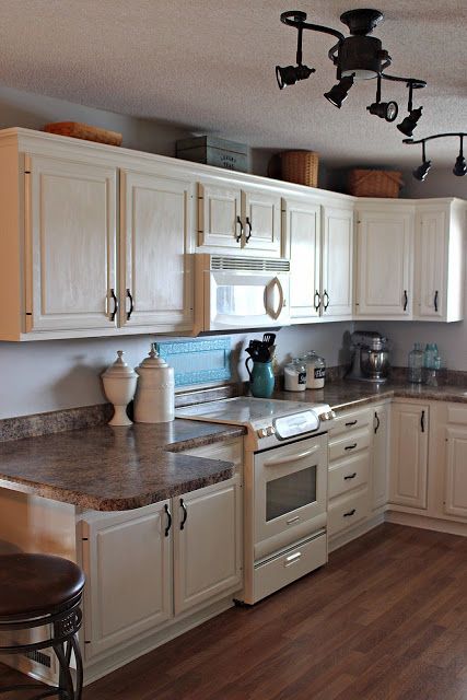 Kitchen Redo - Painted Cabinets Cabinets With White Appliances, Redo Kitchen Cabinets, Redo Cabinets, Beautiful Kitchen Cabinets, Серая Кухня, Refacing Kitchen Cabinets, White Appliances, Grey Kitchen Cabinets, Kitchen Redo