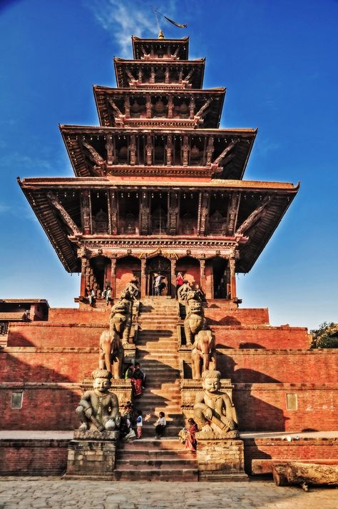 Nyatapola Temple in Bhaktapur, Nepal Nyatapola Temple, Bhaktapur Nepal, Pagoda Temple, Nepal Culture, Nepal Kathmandu, God Healing, Mt Everest, Landlocked Country, Nepal Travel