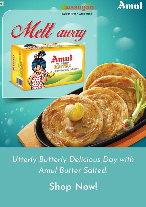 Utterly Butterly Delicious Day with #Amul Butter Salted. Now @ #Waangoofreshgroceries! #amulbutter #amulbuttersalted #amulforever #waangooapp #sgshopping #onlineorder #groceryshopping Amul Butter, Fresh Groceries, Butter, Layout, Bread, Quick Saves