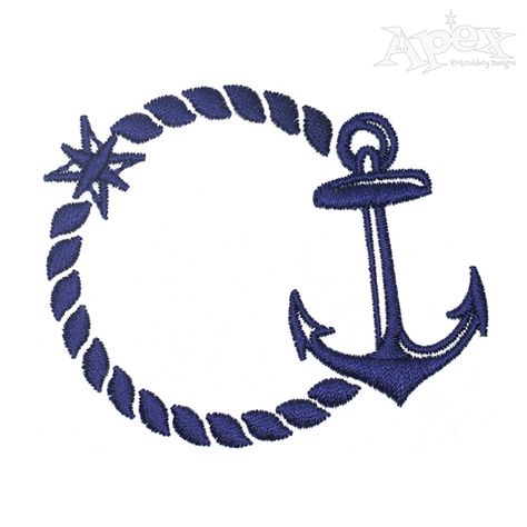 Anchor and Rope Embroidery Design Nautical Fonts, Rope Embroidery, Bee Embroidery Design, Nautical Embroidery, Anchor Embroidery, Old Rugged Cross, Bee Embroidery, Embroidery Machine, Instant Download Etsy