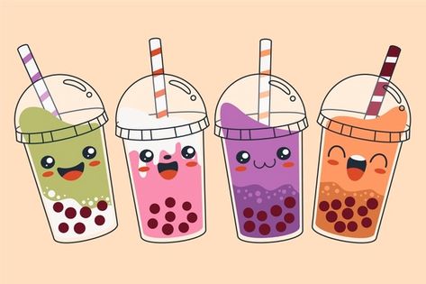 Aesthetic Boba Tea, Boba Tea Art, Boba Tea Aesthetic, Bubble Tea Flavors, Tea Wallpaper, Tea Illustration, Tea Logo, Boba Drink, Bubble Milk Tea