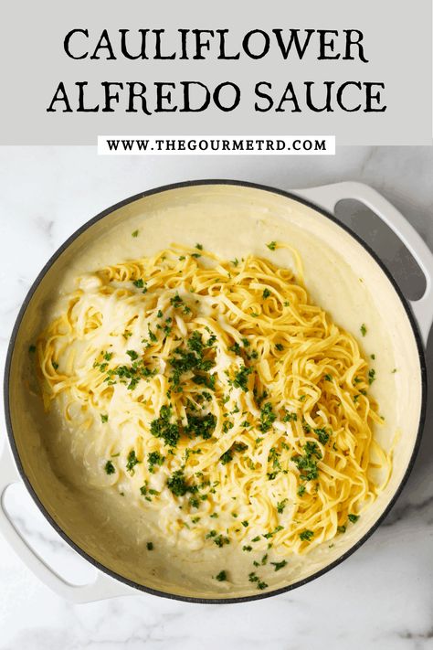 Talk about healthy comfort food! This cauliflower alfredo sauce is made with fresh or frozen cauliflower, lemon zest and juice, grated Parmesan cheese, extra virgin olive oil and yes, butter, all tossed with fresh pasta. You're going to love it! Roasted Cauliflower Alfredo Sauce, Meatless Pasta Recipes, Fast Pasta Recipes, Cauliflower Alfredo Sauce, Cauliflower Alfredo, Frozen Cauliflower, Creamy Pasta Recipes, Vegetarian Pasta Recipes, Olive Oil Garlic