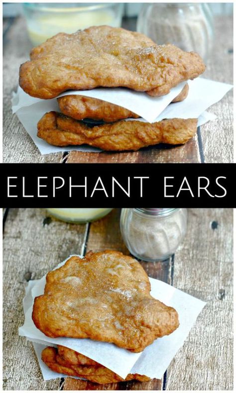 What is the first thing you gravitate to at your local fair? Is it rides, exhibits… or food? And if it’s food–I can guess Elephant Ears would be right up there. Elephant Ears Recipe, Chips Dip, State Fair Food, Orange Julius, Carnival Food, Cheesecake Dip, Fair Food, Funnel Cake, Elephant Ears