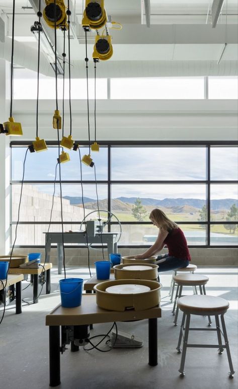 Workshop Space Design, Roosevelt High School, Casper Wyoming, Laboratory Design, Innovation Center, Factory Architecture, Innovation Centre, High School Education, Learning Spaces