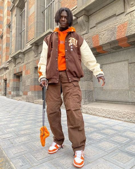 Aesthetic Orange Outfits, Outfits For Males, Men Drip, Orange Outfits, Orange Streetwear, Streetwear Ideas, Aesthetic Orange, Masc Outfits, Drip Outfit Men