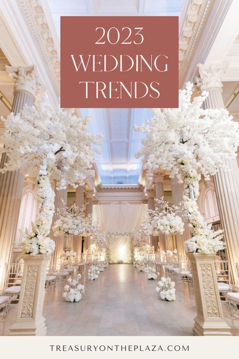 Trending Wedding Colors 2023, Wedding Ideas 2024 Trends, Luxury Wedding Decor Backdrops, Wedding Trends For 2024, Ballroom Wedding Decoration, Wedding Trends 2024 Decoration, Indoor Wedding Reception Decorations, Wedding Ballroom Decor, Contemporary Wedding Decor