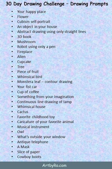 What To Draw To Improve, Drawing Topics Ideas, Drawing Block Ideas, How To Improve Your Art Skills, Art Topics Ideas, Ideas For What To Draw, Drawing Challenge For Beginners, Prompts Drawing, Painting Prompts