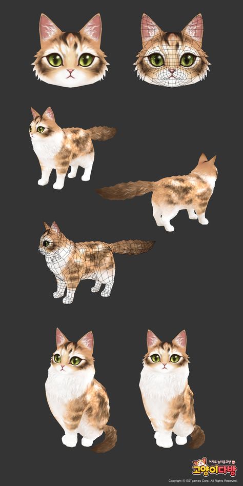 ArtStation - CafeKittyCat _ Laperm, JiEun Moon Cat Modeling, Cat Blender, Stylized Cat Drawing, Low Poly Cat, Stylized Cat Art, Low Poly Cat 3d, 3d Max Tutorial, Laperm, Low Poly Character