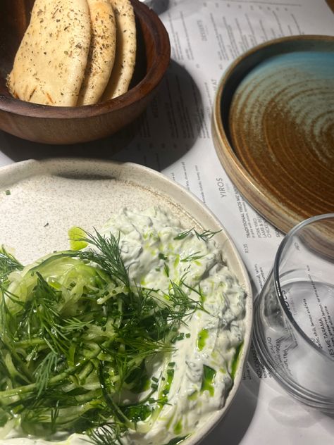 #greek #aesthetic #food #yummy Tzatziki Aesthetic, Greek Summer Aesthetic Food, Greece Food Aethstetic, Greek Food Aethstetic, Meditterean Food, Mediterranean Diet Aesthetic, Greek Culture Aesthetic, Ancient Greek Food, Greek Lunch