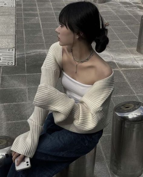 cute rib knit shrug cardigan linked <3 #ad | korean street style fashion White