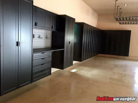 Custom Garage Cabinets Built Ins, Brownstone Remodel, Modern Garage Interior, Garage Cabinets Organization, Garage Breezeway, Modern Garage Design, Garage Floor Ideas, Garage Lockers, Garage Door Designs