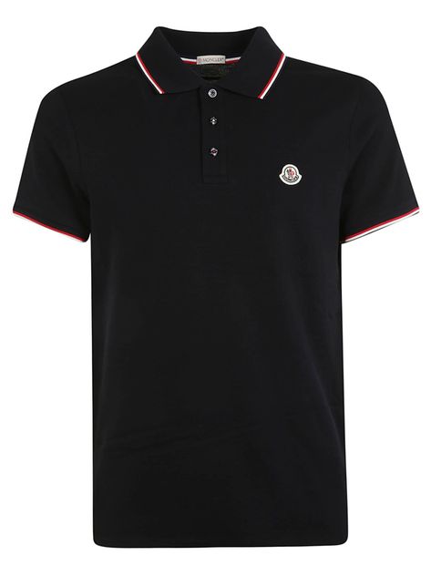 MONCLER STRIPED TRIM POLO SHIRT. #moncler #cloth Polo Collar, Polo Shirts, Christmas List, Black Stripes, Black Shirt, Men's Polo Shirt, Polo Shirt, Short Sleeves, Trim