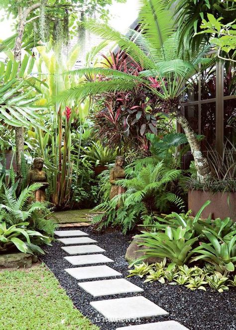 38 Stunning Ideas to Turn Your Boring Garden into a Cool Tropical Garden - 280 Tropical Backyard Landscaping, Small Tropical Gardens, Bali Garden, Balinese Garden, Tropical Landscape Design, Tropical Garden Ideas, Tropical Garden Design, Tropical Backyard, Tropical Landscape