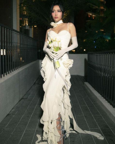 linda on Twitter: "Getting married in Fanci Club https://t.co/vh4odcqbp5" / Twitter Ruffle Flower, Ribbon Dress, Costume Intero, Sling Dress, Flare Mini Dress, Gala Dresses, Floral Ruffle, Club Dresses, Glamorous Evening Gowns