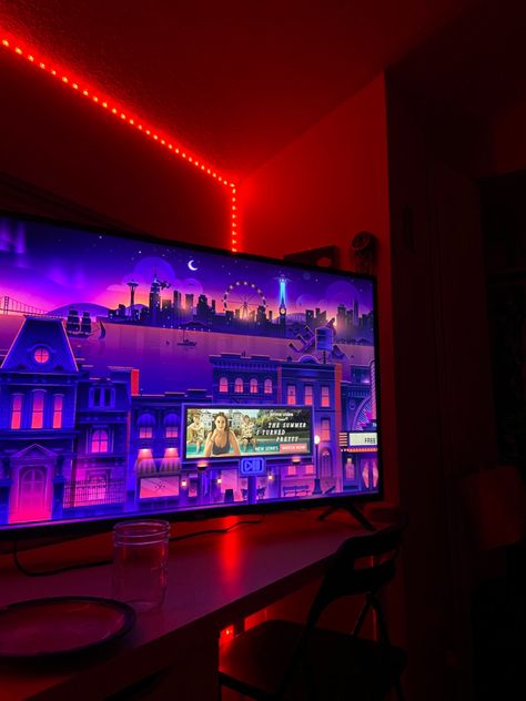 Roku Tv Aesthetic, Roku Aesthetic, Night Time My Time, Tv Roku, Goals 2024, Roku Tv, Bedroom Upgrade, Apartment Goals, Christmas Board